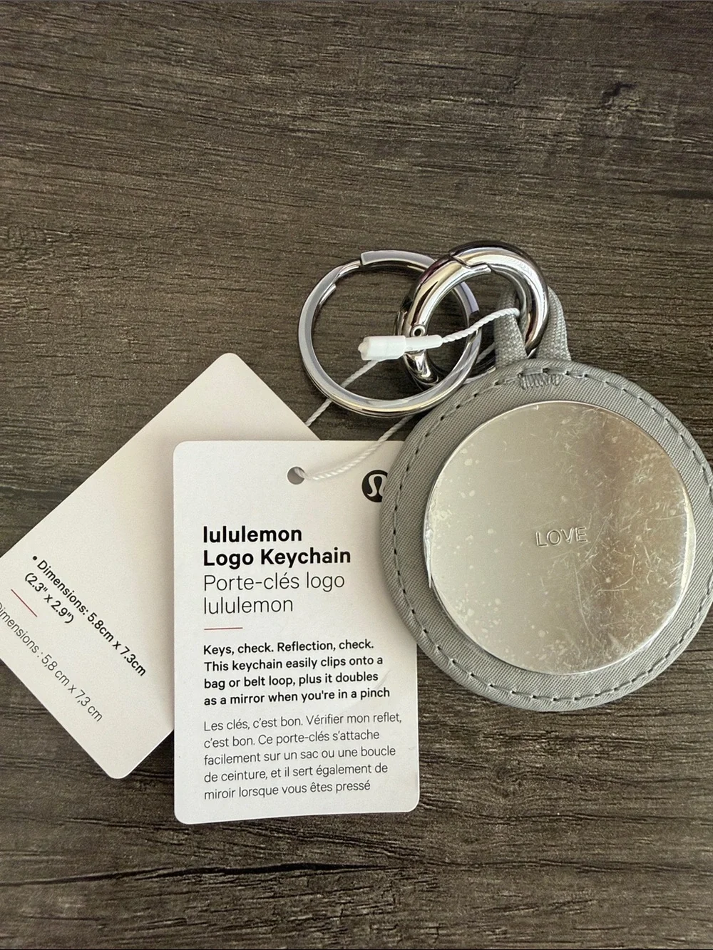 lululemon athletica  Silver & Gray Logo Key Holder